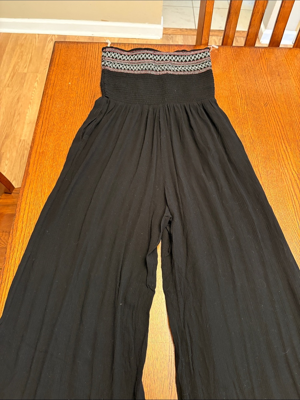 Superdry Black Strapless Wide-Leg Jumpsuit with Patterned Bodice - Picture 13 of 13